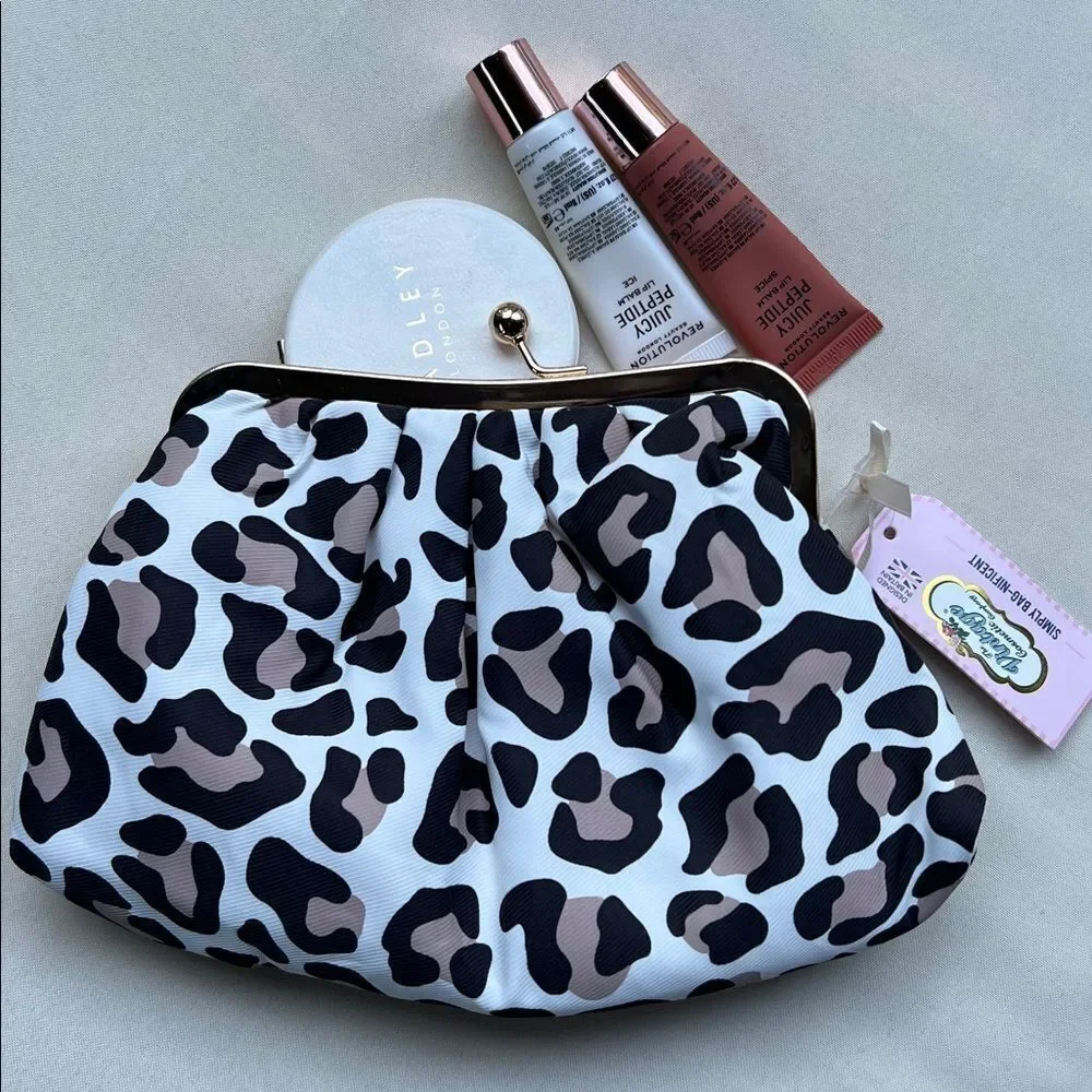 The Vintage Cosmetic Company Kiss Lock Leopard Print Cosmetic Bag